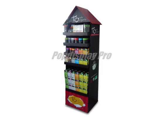 Advertising Cardboard Floor Displays Lightweight Black / Red with Adjustable Shelf