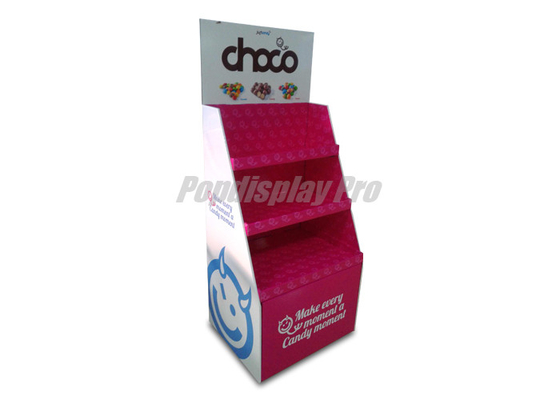 FMCG Cardboard Shelf Display , 3 Shelf Chocolate Point Of Sale Display