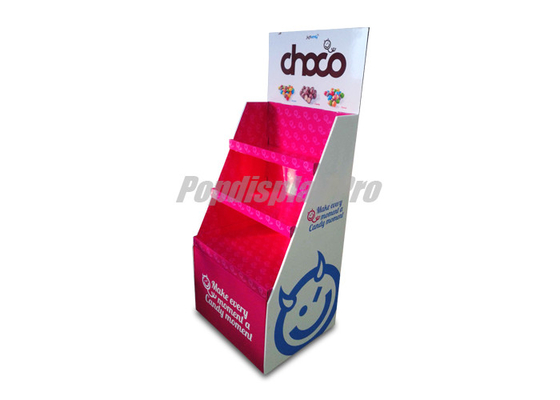 FMCG Cardboard Shelf Display , 3 Shelf Chocolate Point Of Sale Display