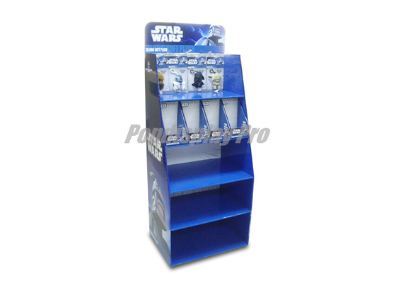 Blue 5 - Shelf Light Duty Cardboard Hook Display 4 Hooks Easy Assembly