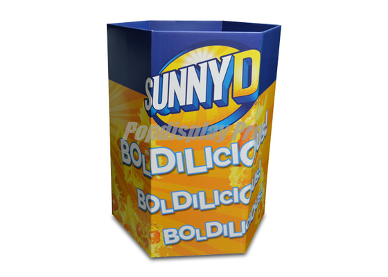 Full Color Temporary Cardboard Paper Recycling Bins For Drinks Flat Packed