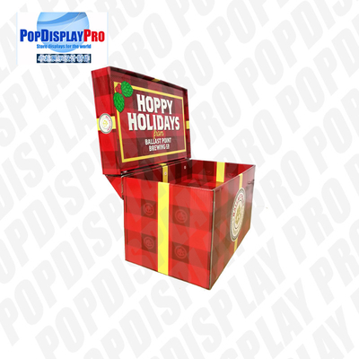 Seasonal Custom Cardboard POP Displays 3D Ribbon On Top For Draft Beer Drinks